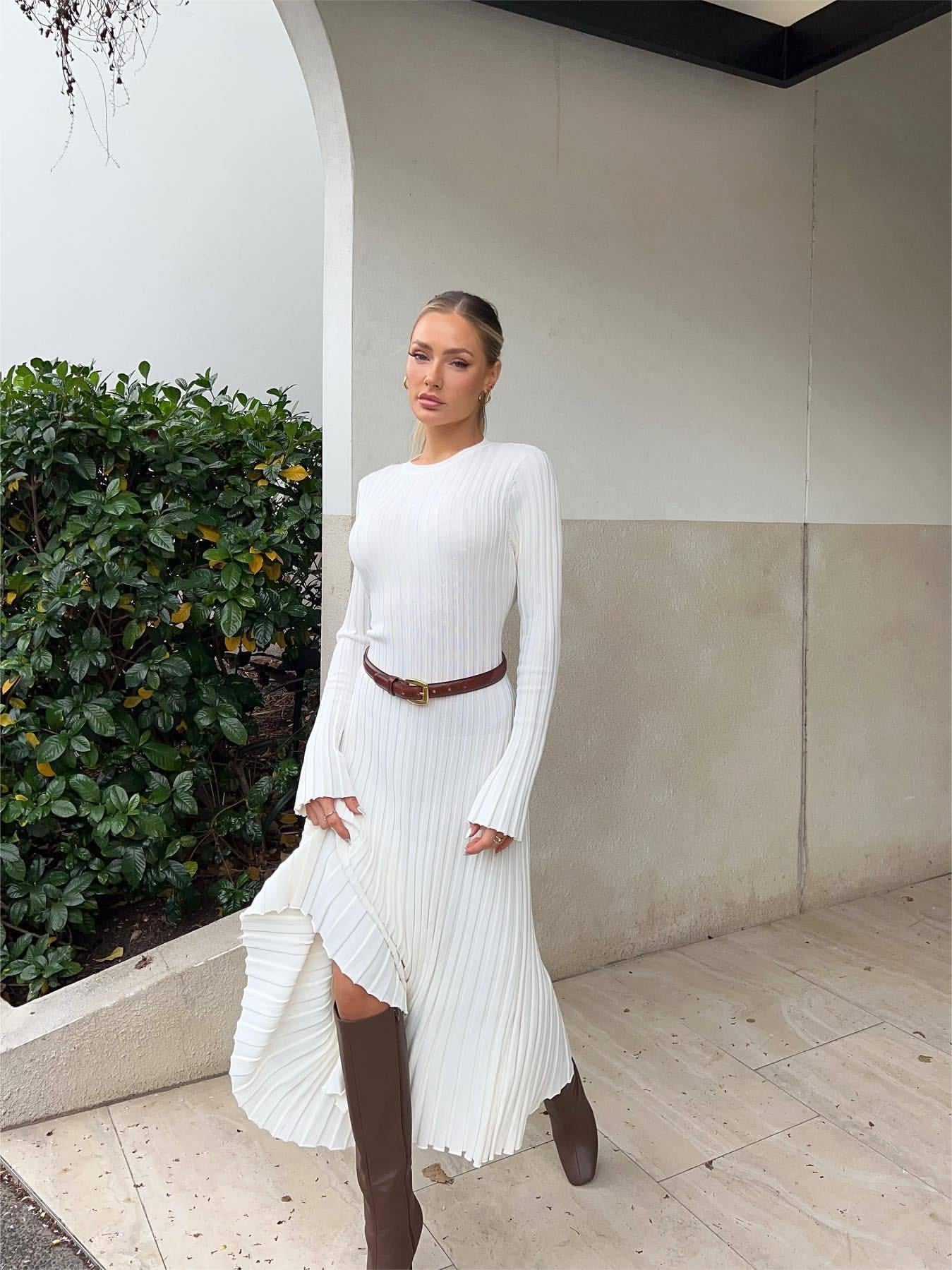 Fall New Sleeved Knit Midi Dress (Buy 2 Free Shipping)