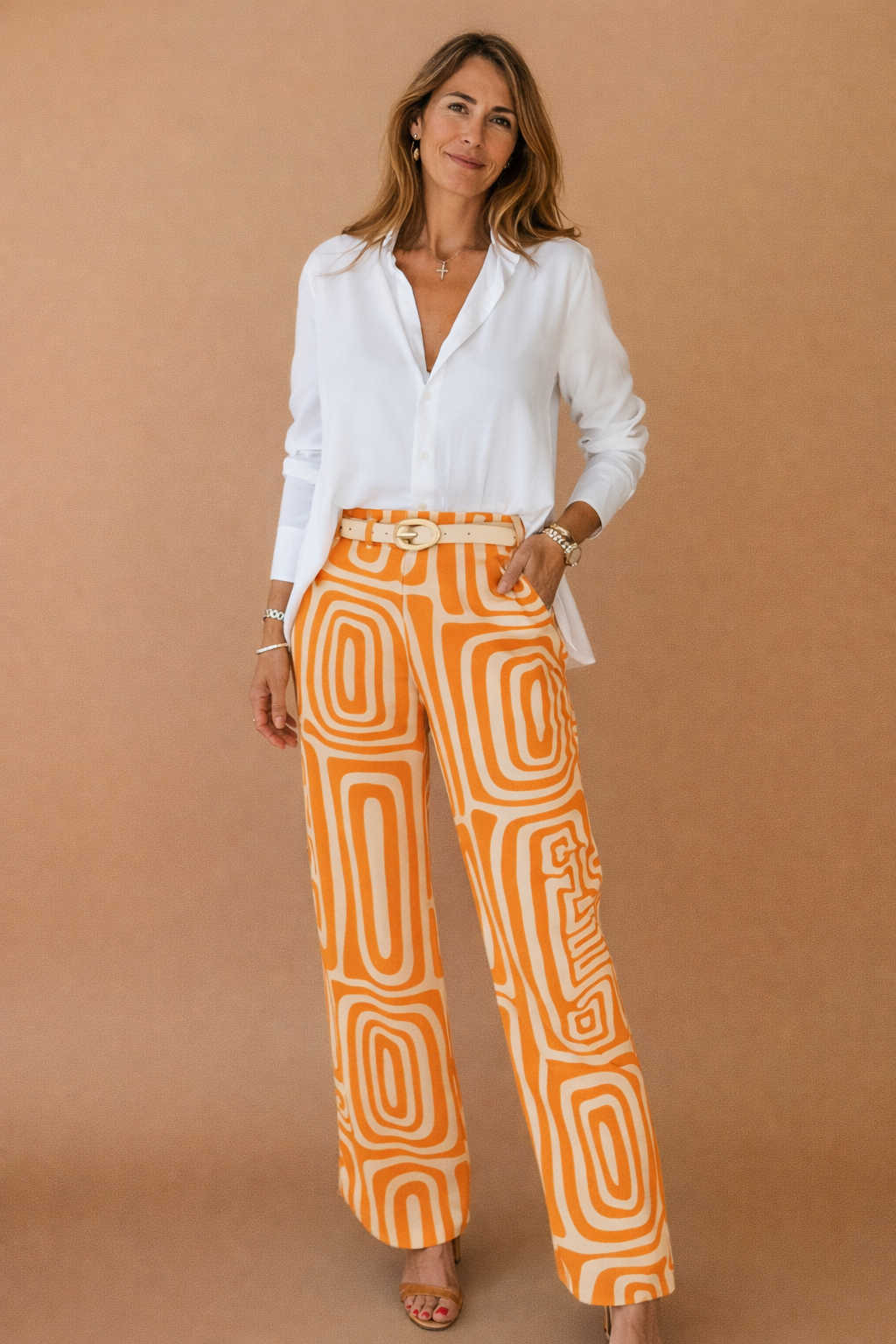 Women's Casual Long Sleeve Two-Piece Set with Belt