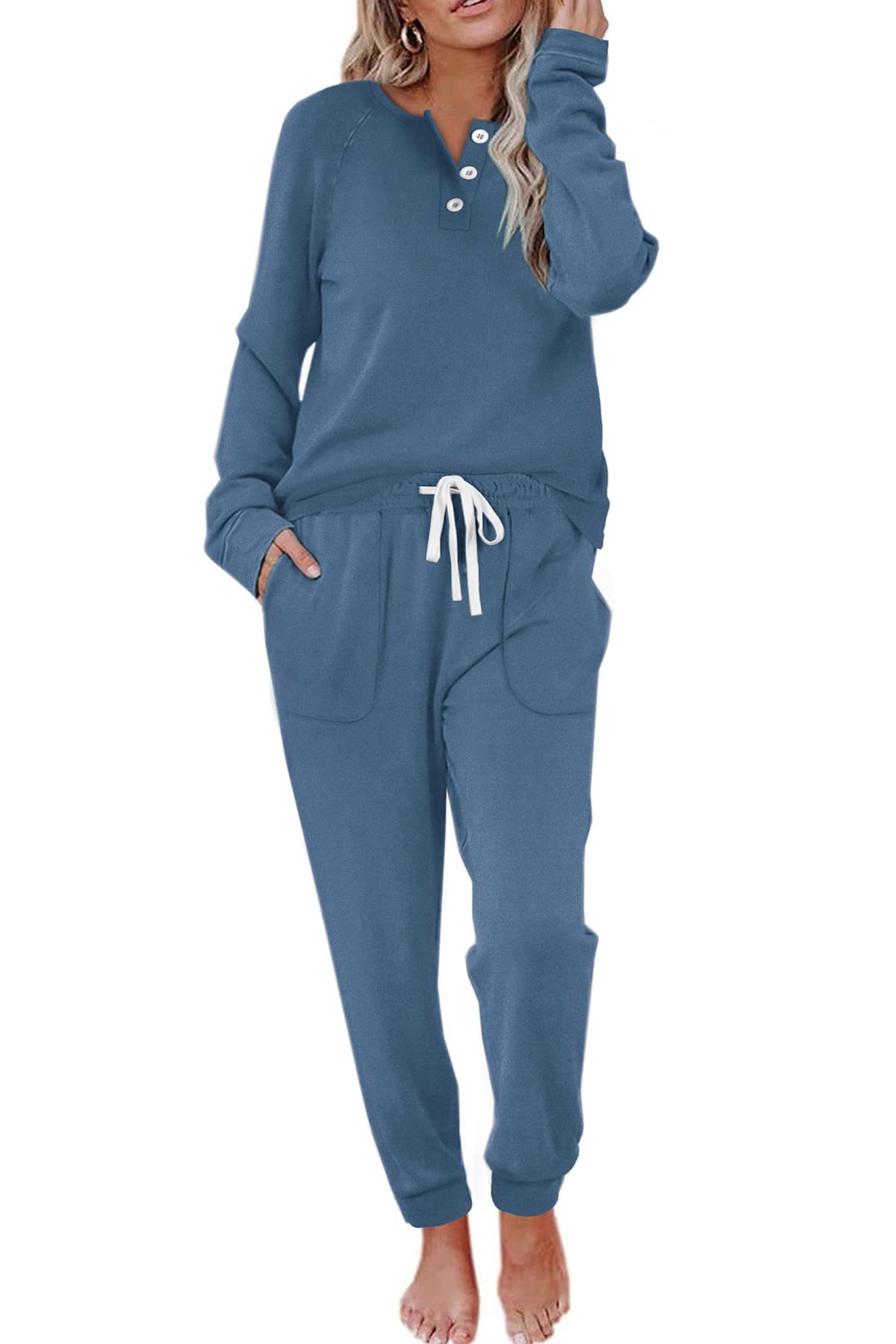 Women's Casual Button Sports Two-Piece Suit with Pockets (Buy 2 Free Shipping)